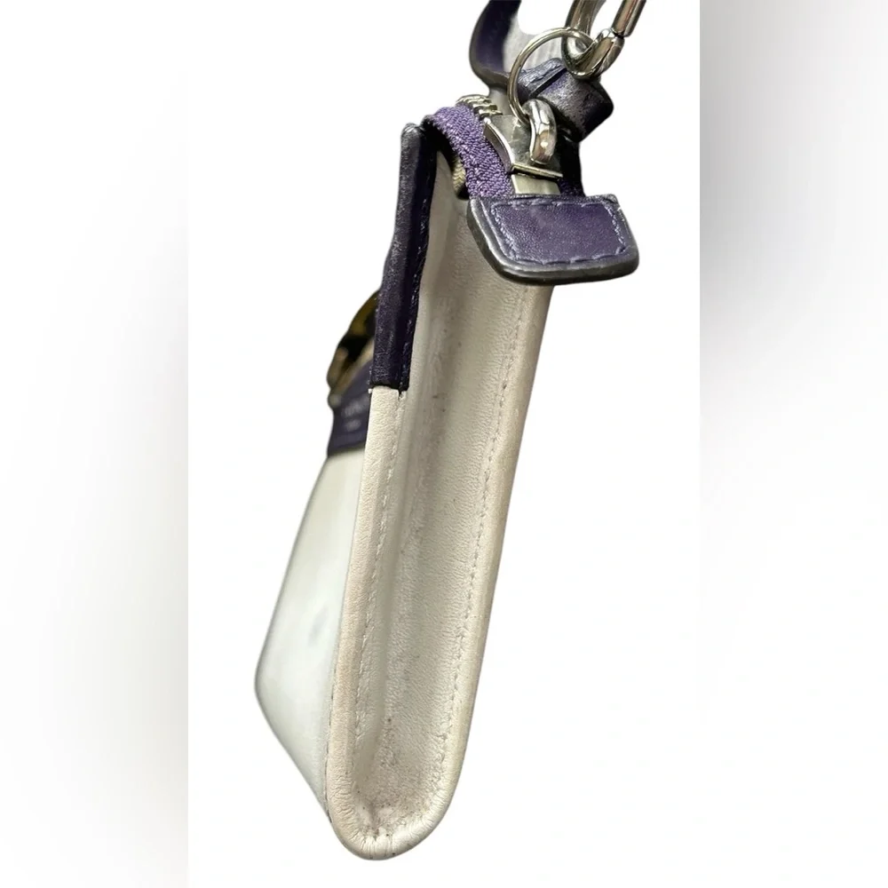 Coach Leather Legacy Zippy Wristlet Wallet Colorblock Purple White